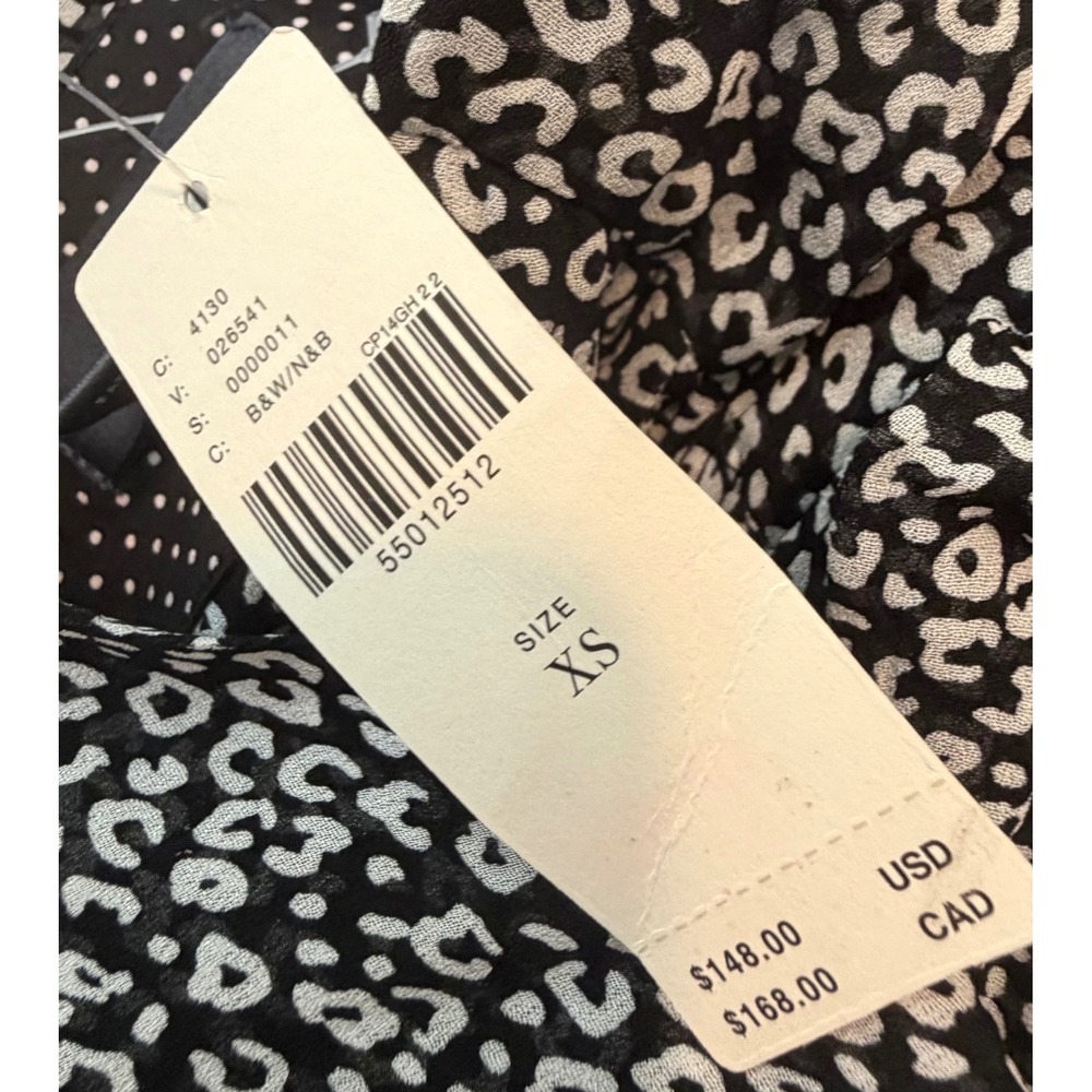 Maeve Anthropologie Leopard Print V-Neck Long Sleeve Mini Dress Black White XS - Picture 4 of 12